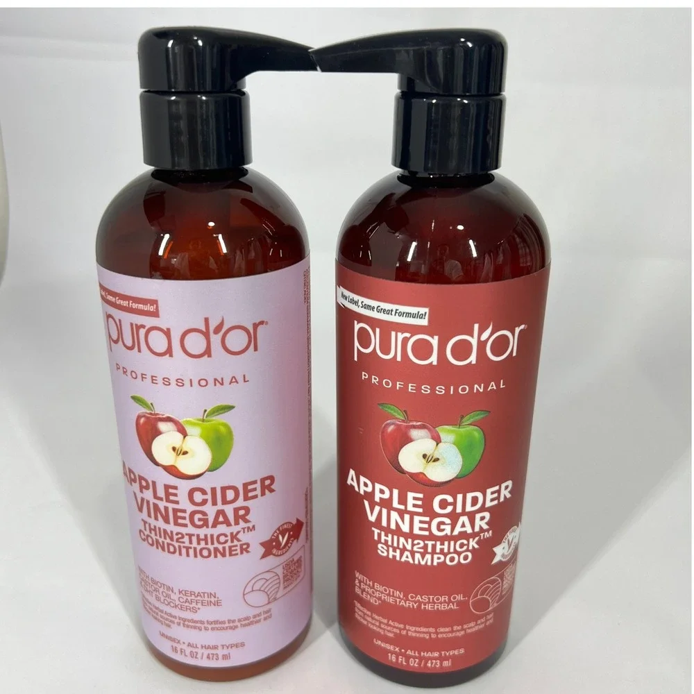 Pura D'or Apple‎ Cider Vinegar Shampoo & Conditioner Set 16 fl oz Sulfate-Free,